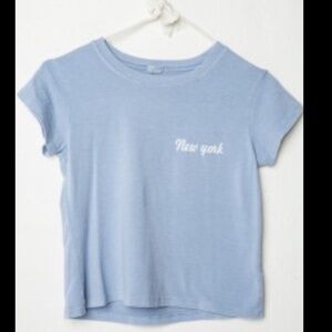 Brandy Melville “New York” Graphic Cropped Tee - Soft Gray Casual Top Baby Tee